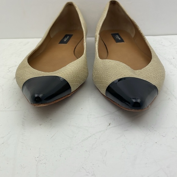 ANN TAYLOR ELIZABETH flats Snake Print patent Leather Black Size 8 very narrow - Picture 3 of 10